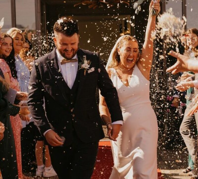 Bride and groom during exit ceremony