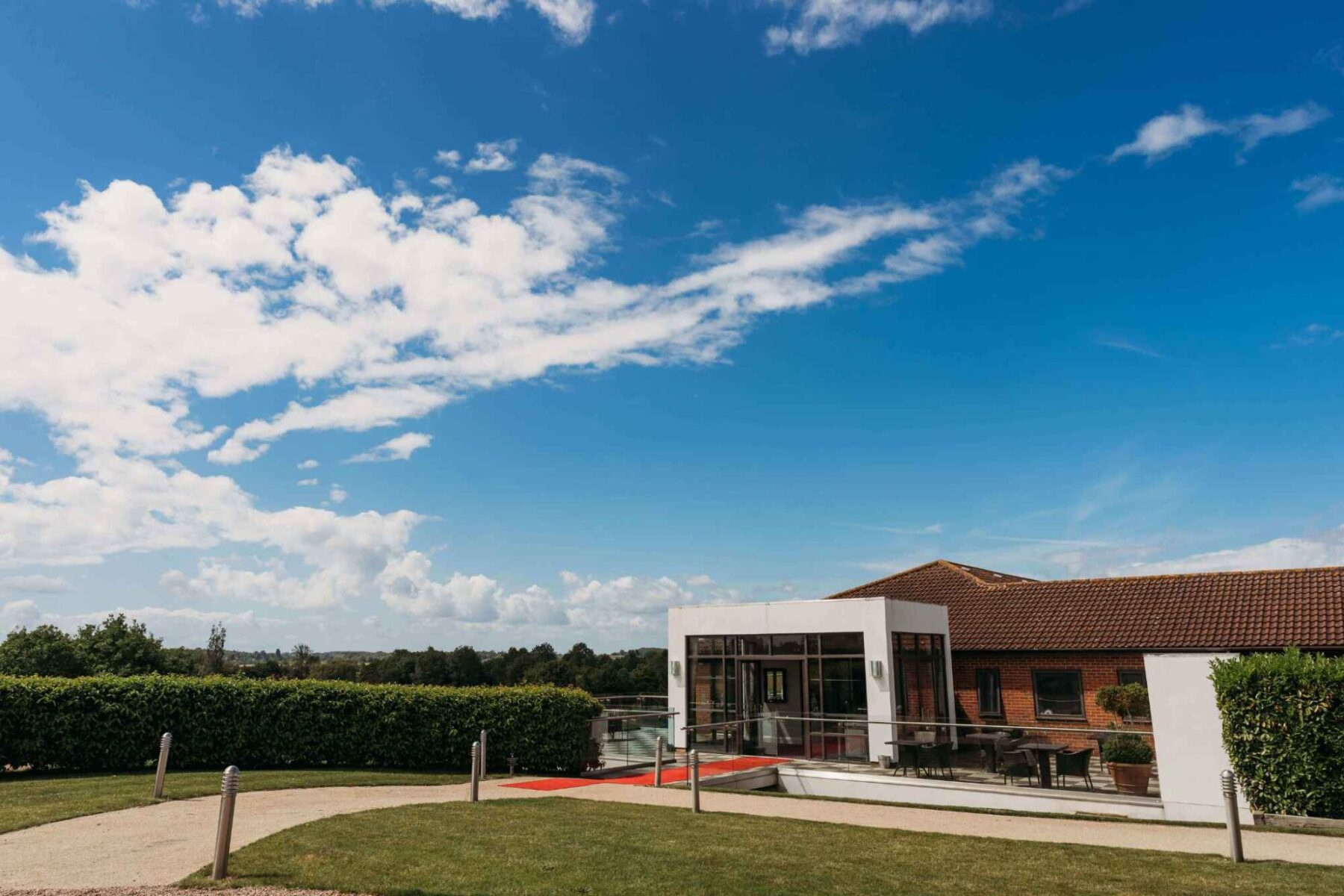 The Nottinghamshire venue under a blue sky